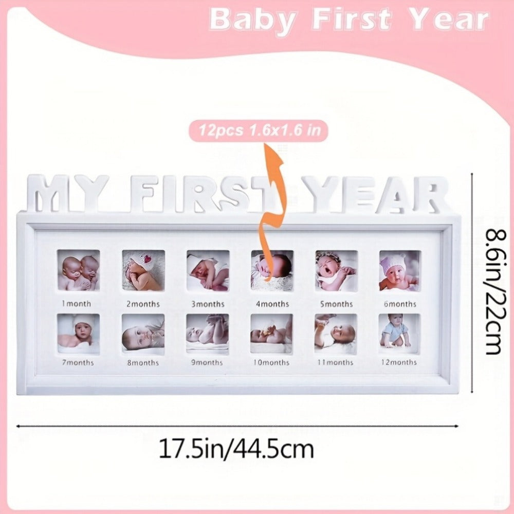 12-Month Baby Milestone Photo Frame - First-Year Photo Display