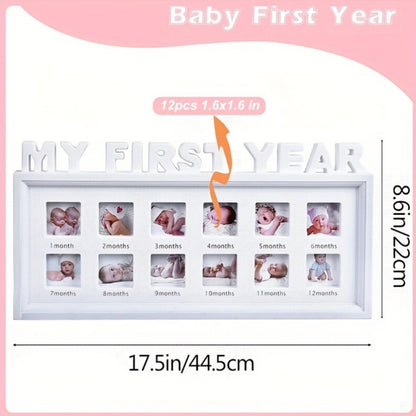 12-Month Baby Milestone Photo Frame - First-Year Photo Display