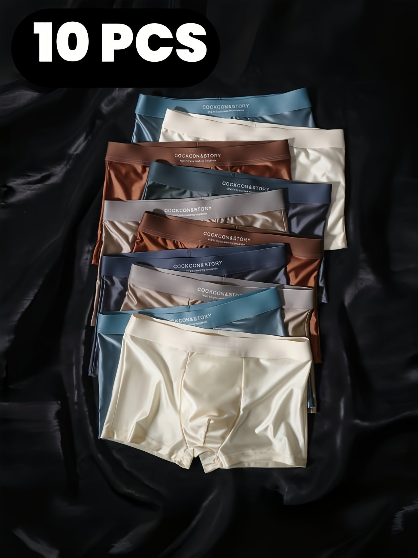 10 Random Pieces Men's Luxury Underwear -Fiber Fabric Full Coverage Shorts, Rounded Edges, Breathable And Comfortable, Suitable for Daily And Formal Wear, Machine Washable, Smooth Texture, Close-fitting, Elegant And Exquisite