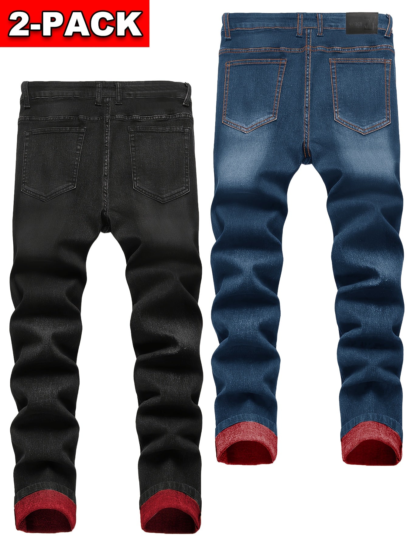 New Spring Style Two-Pack Men'S Jeans: Trendy Ripped Jeans, Black Retro Colorful Casual Pants, Perfect Valentine'S Day Gift