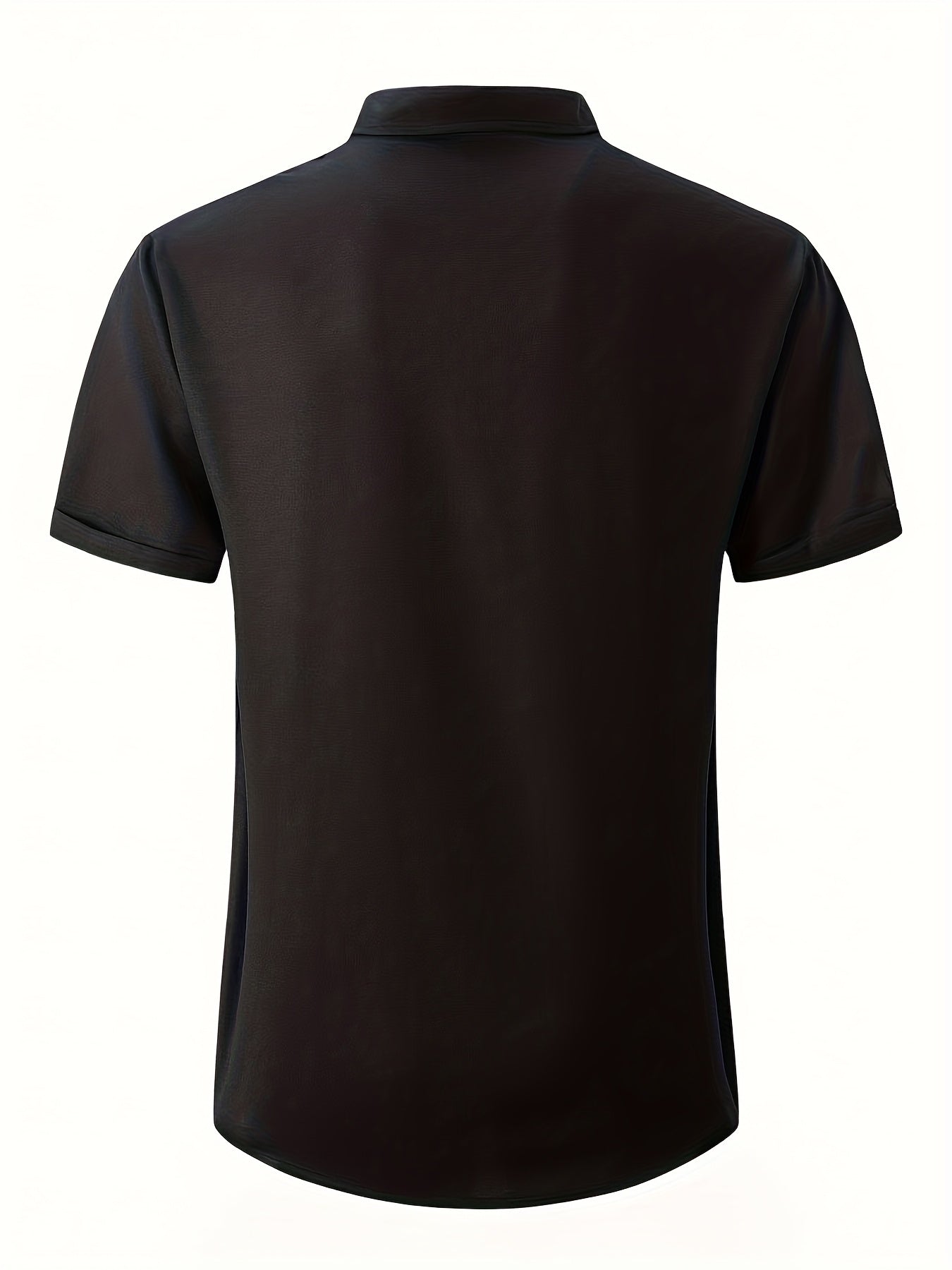 Men's Plus Size Double Placket Short Sleeve High Quality Shirt, Suitable for All Seasons, Home Short Sleeve Turn Collar Shirt, PLUS SIZE