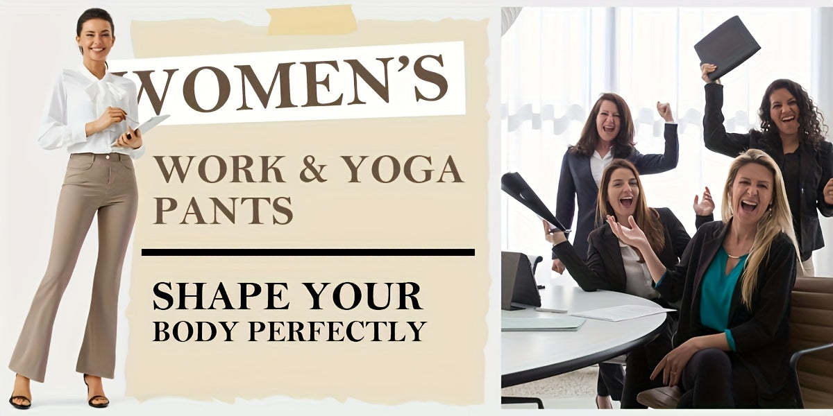Plus Size, Plus Size Women's Dress Work Pants Slacks Stretch Comfy Breathable Soft Casual Office High Waisted Tummy Control Flare Pants with Belt Loops 4 Pockets Lounge Business