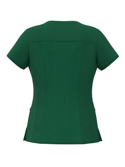 PandaFlex modern neck in Four-Way Stretch Fashion Scrubs Set V-Neck Short Sleeve Scrub Top & Straight Leg Cargo Pants for Nurses with zipper pockets 3372