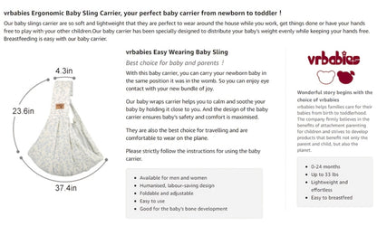 Baby Carrier - Adjustable Soft Vrbabies Lightweight