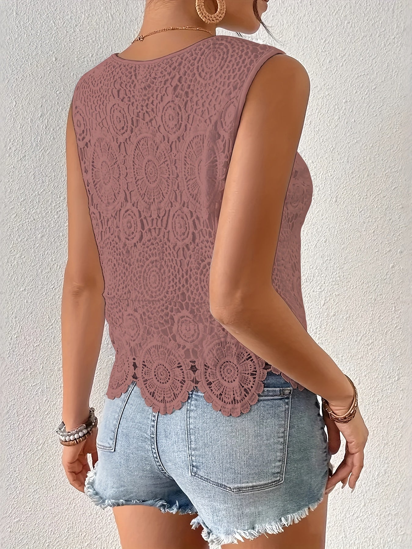 2025 Summer Outfit New Fashionable Lace Casual Versatile Camisole Vest White Fashionable Party Women'S Top T-Shirt