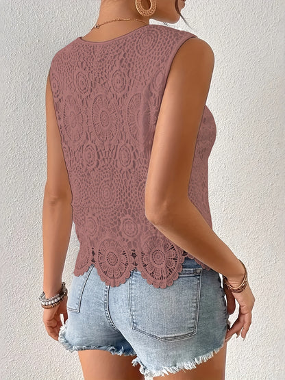 2025 Summer Outfit New Fashionable Lace Casual Versatile Camisole Vest White Fashionable Party Women'S Top T-Shirt