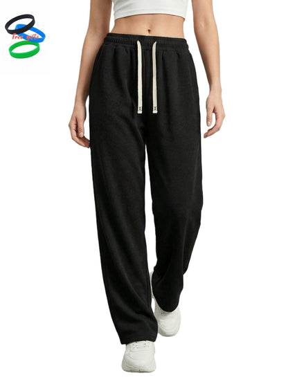 Three-Pack Of All-Season Trendy Versatile Pants [Soft Sweatpants] [Runs Large, Recommend Ordering One Size Down] Women's Soft Sweatpants - Loose Fit, Elastic Drawstring Waistband, Two Side Pockets - Machine Washable, S Bracelet Included.