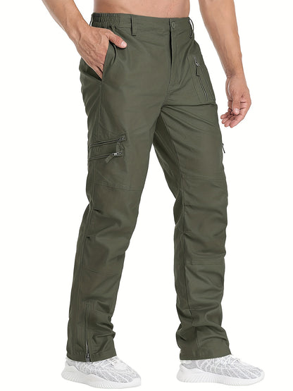 Men'S Cargo Pants /Spandex Scratch-Resistant Outdoor Training Trousers Lightweight with 9 Utility Pockets, Work Pants for Men Zippered Hem Design, Elastic Waistband for Daily Commuting, Office, And Outdoor Activities (Belt Not Included)