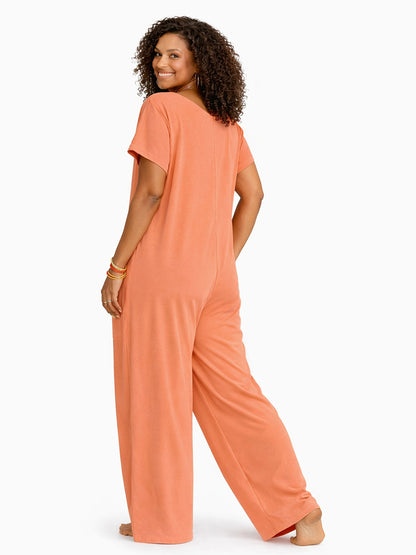 Women's Rose Red Polyester V-Neck Oversized Jumpsuit - product view 7