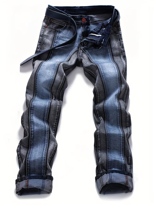 Men'S Mid-Rise Fashion Splice Stretchy Skinny Jeans
