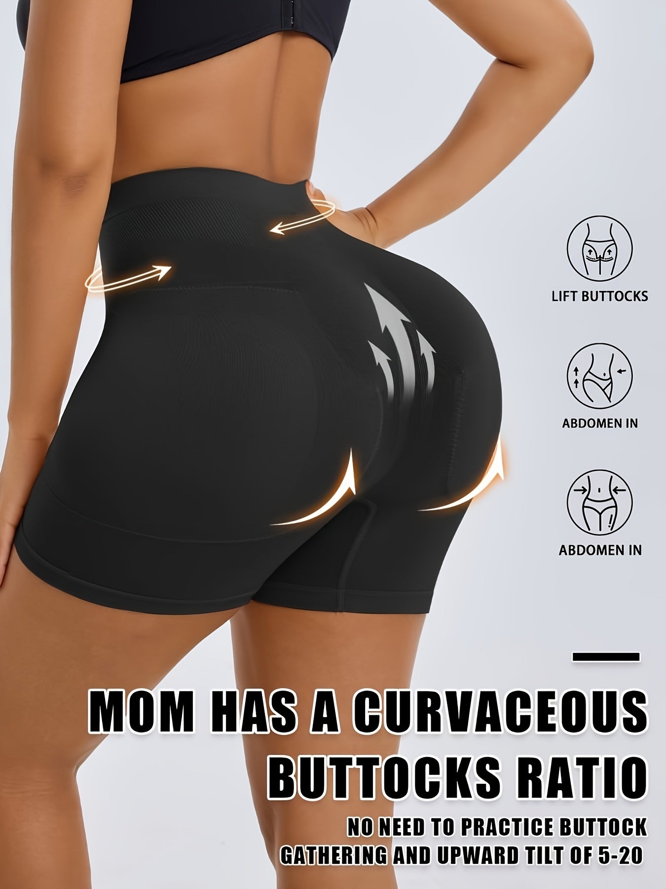 A Pair Of Women'S High-Waisted Shaping Shorts With Padded Buttocks - Designed To Flatten The Stomach And Lift The Hips, Featuring A High Waist That Creates Elegant Curves, Suitable For Year-Round Casual Wear