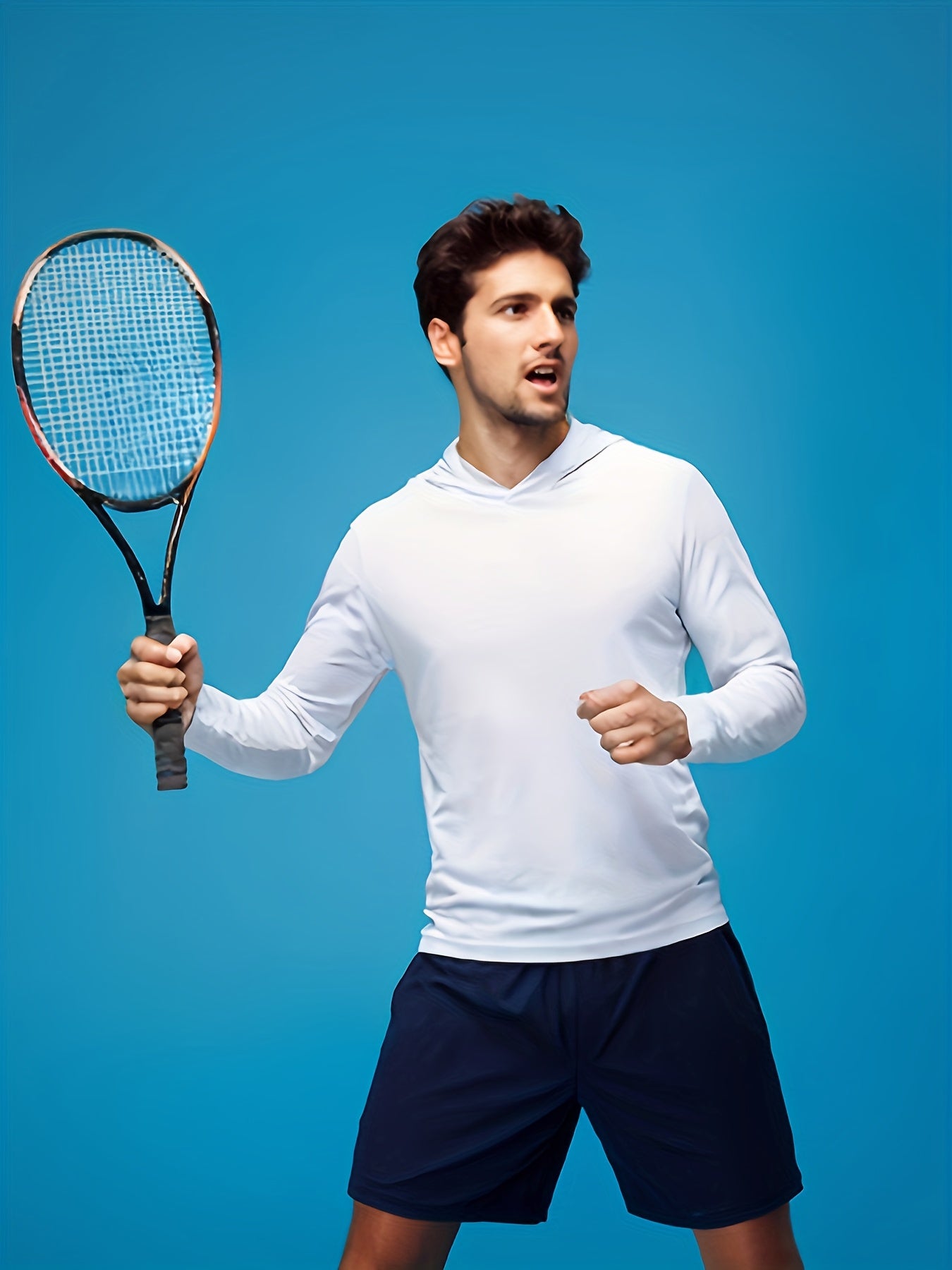 5pcs Men's Quick-Dry Breathable Hooded Sweatshirts - Moisture-Wicking Athletic Pullovers with Full-Zip Design, Gym, Outdoor & Casual Wear in Black, White, Gray, Blue, Orange | S-3XL Sizes | Multi-Sport Training Apparel for Running,,, Tennis & Beach Partie