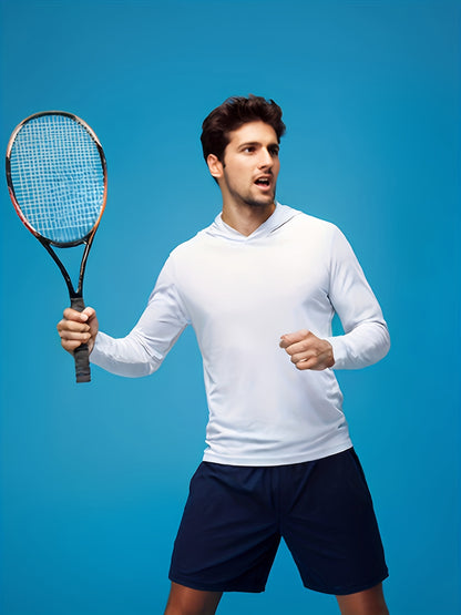 5pcs Men's Quick-Dry Breathable Hooded Sweatshirts - Moisture-Wicking Athletic Pullovers with Full-Zip Design, Gym, Outdoor & Casual Wear in Black, White, Gray, Blue, Orange | S-3XL Sizes | Multi-Sport Training Apparel for Running,,, Tennis & Beach Partie