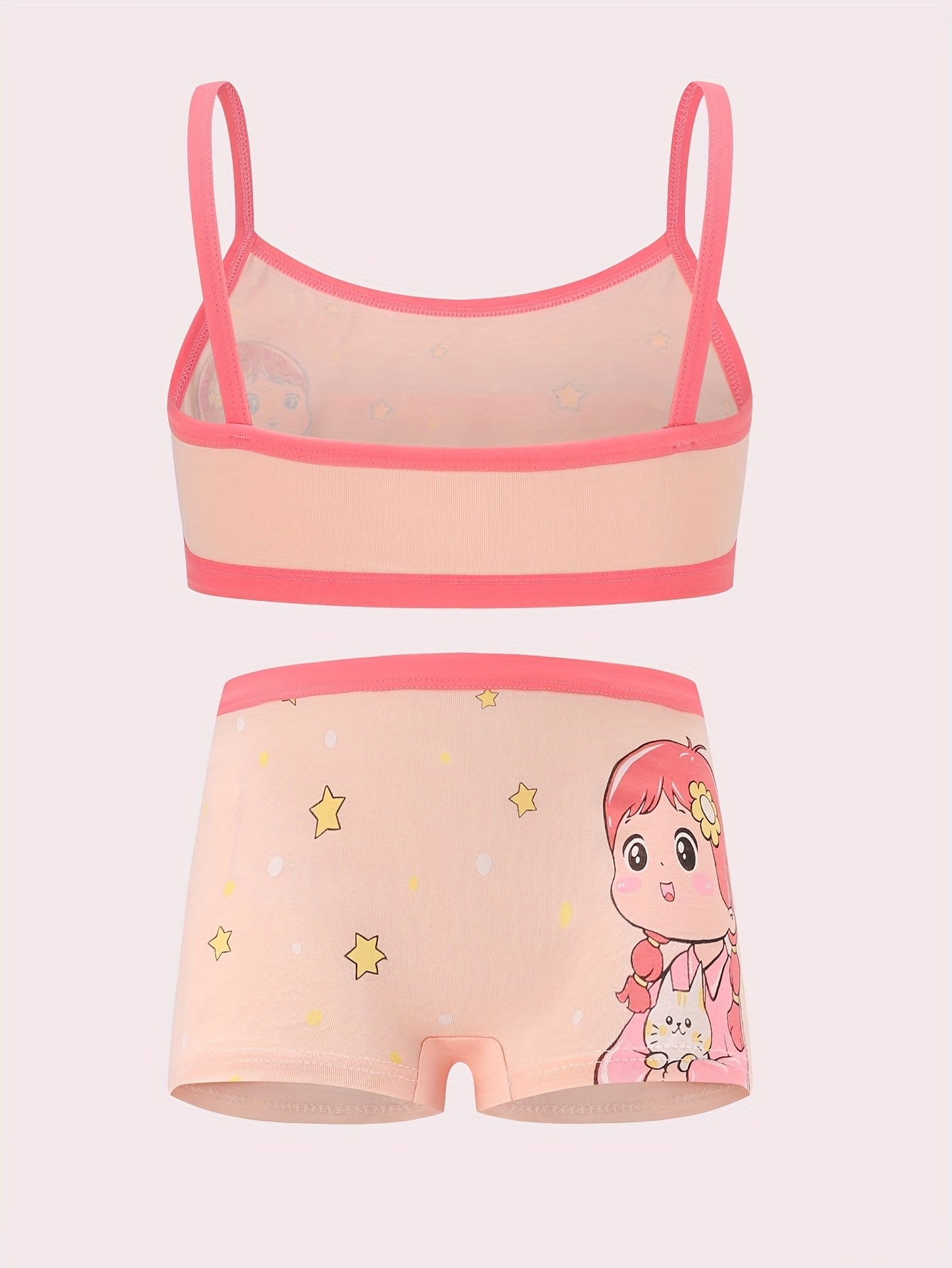 4 Set/8pcs Teens Girls Vest Panty Sets Cute Unicorn Pattern Elastic Breathable Girls Bras Underwear Set