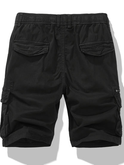 Men's Breathable Cotton Shorts with Multi-Pocket - Elastic Workwear Shorts Suitable for Outdoor,,, Casual Wear - Mid-Rise Pants with /Equipment Pockets