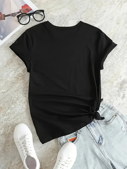 Women's Dark Gray Printed V-Neck T-Shirt - product view 5