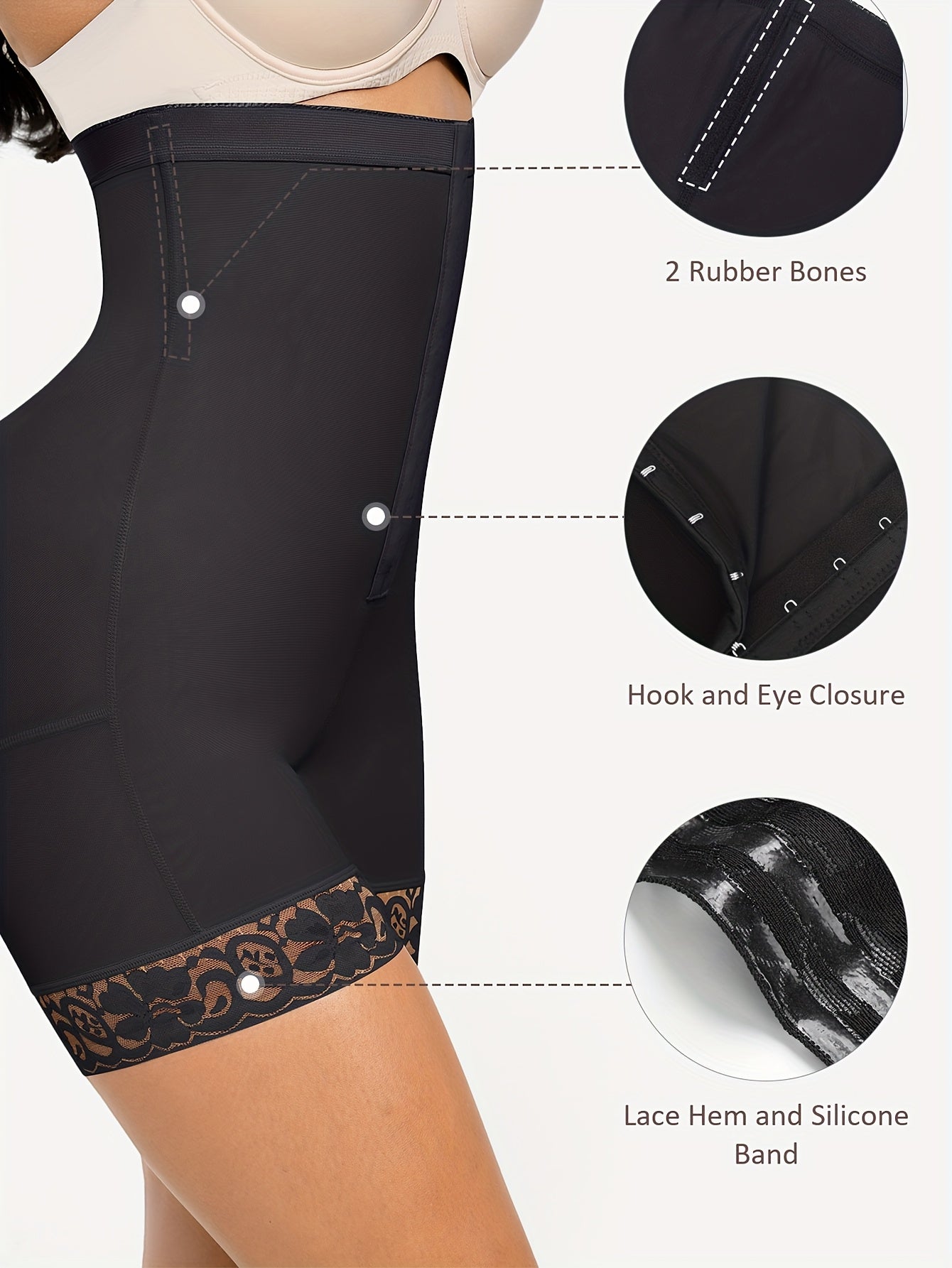 Women Adjust Hooks Abdomen Trimmer Control Shapewear Shorts, High Waist Shapewear Butt Lifter Shorts.