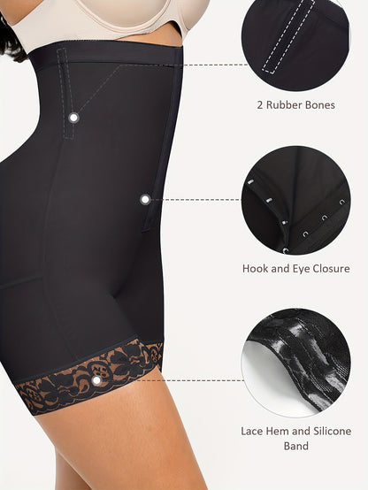 Women Adjust Hooks Abdomen Trimmer Control Shapewear Shorts, High Waist Shapewear Butt Lifter Shorts.