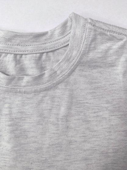 Ladies' European-Style Round Neck Short Sleeve T-Shirt for Summer, Lightweight and Breathable, Front and Back with Stylish Floral Prints and 'Beautifully Broken' Text, Perfect Comfort Fit for Daily Wear, A Versatile and Chic Choice for Laid-Back