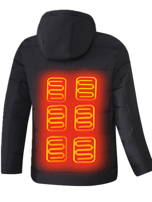 A Smart Heated Jacket Designed for Casual Warmth, Featuring 11 Heating Zones, Dual Controls, Three Heat Settings, a Hood with Drawstrings, Suitable for Autumn And Winter, Thickened for Business Wear, Perfect for Outings Or Home Use for Men.