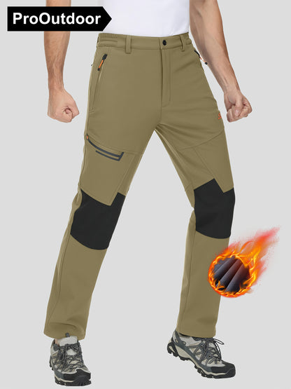 Men's Winter Fleece Pants Outdoor Softshell Pants Thickened Warm Lined Camping Fishing Trekking Hiking Pants Casual Trousers