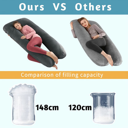 57-Inch J-Shaped Pregnancy Pillow - Breathable Washable Cover