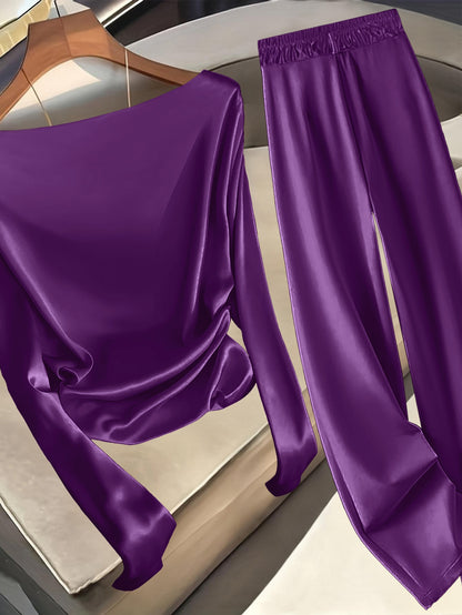 Women'S Elegant Casual Formal Solid Color Long Sleeve Pants Suit