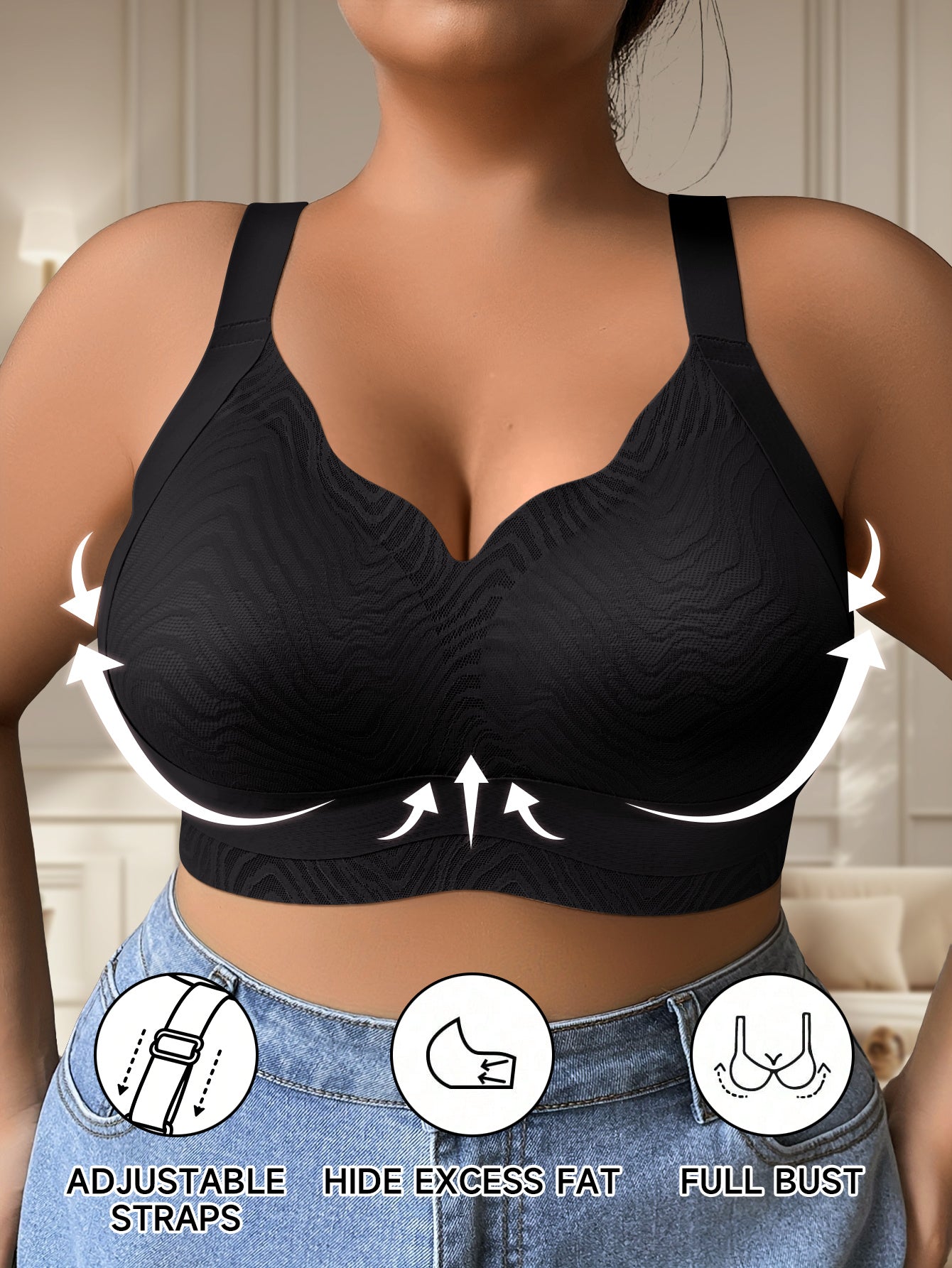 Plus Size Wireless Bras for Women - Made from Soft, Breathable Material for All-Day Comfort And Support, Designed for Curvy Figures (Sizes 1XL to 5XL)