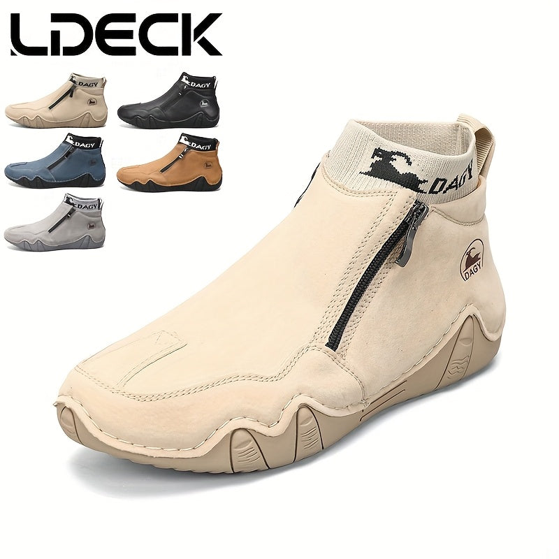 Men'S Zipper Boots - Casual Walking Shoes - High-Top Sneakers