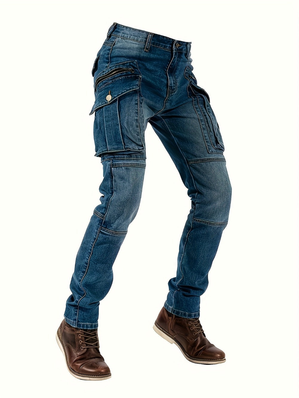 Men's Straight Leg Jeans - Vintage Wash Clean Finish Streetwear