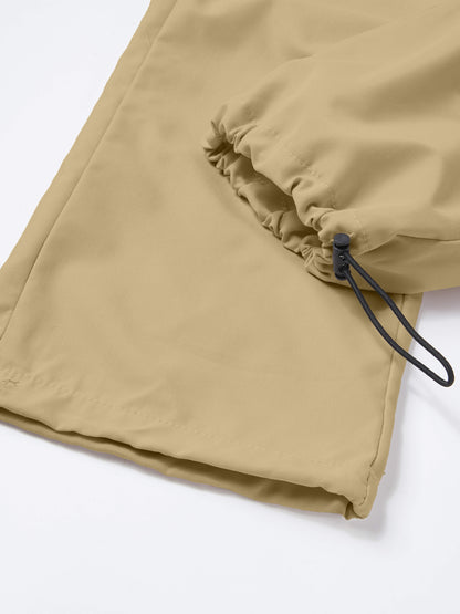 Women'S Casual Cargo Pants, Elastic High Waist Drawstring Loose Wide Leg Trousers, Multi-Pocket Utility Pants, Lightweight Quick Dry, Streetwear Y2K Style, Hiking Outdoor Jogger Pants for Daily/Travel/Workout, Black/Gray/Khaki