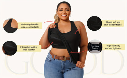 Plus Size - Plus Size - Plus-Size Women'S Spring Summer Fall Vest 2-In-1 Vest with Coaster I-Back Rib Casual Base Vest