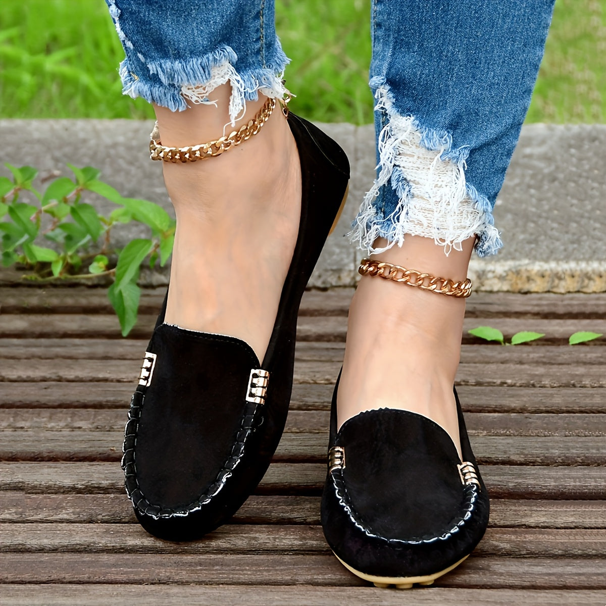 Women'S Casual Comfort Soft Sole Slip-On Penny Loafers, Solid Color All-Season Lightweight Fabric Loafers, Plain Toe Design with TPR Outsole - Fashionable Easy-On Flat Loafers, Women Shoes