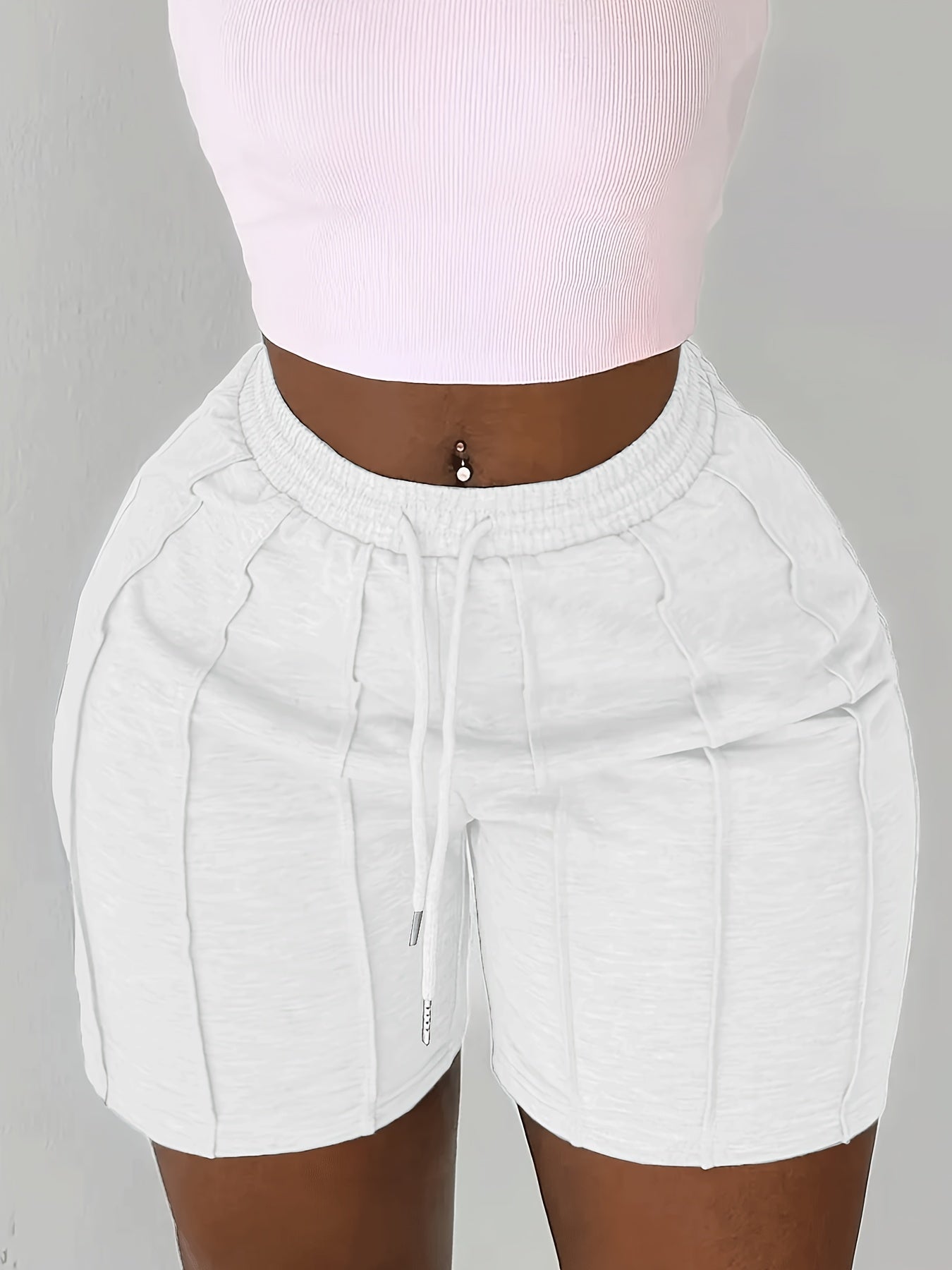 (4 Pack) Solid Color Drawstring Shorts with Casual Elastic Waist And Slant Pockets for Women, Suitable for Spring And Summer Casual Wear