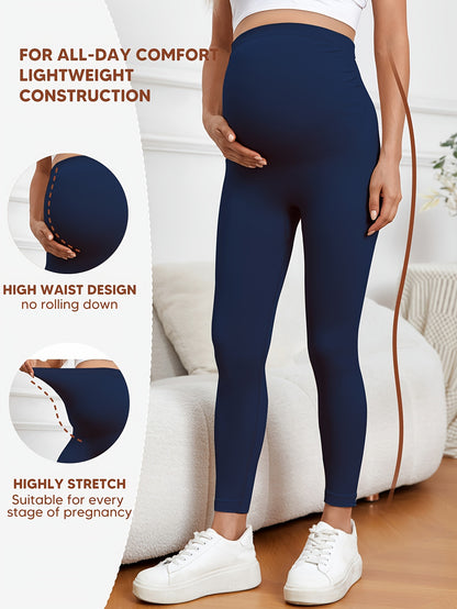High-Waisted Leggings for Women Designed to Control The Tummy, Made of 90% Polyamide And 10% Elastane, Featuring a Solid Color And Stretchy Fit, Suitable for Yoga, Crafted from All-Season Knit Fabric, Without a Zipper, Providing Belly Support