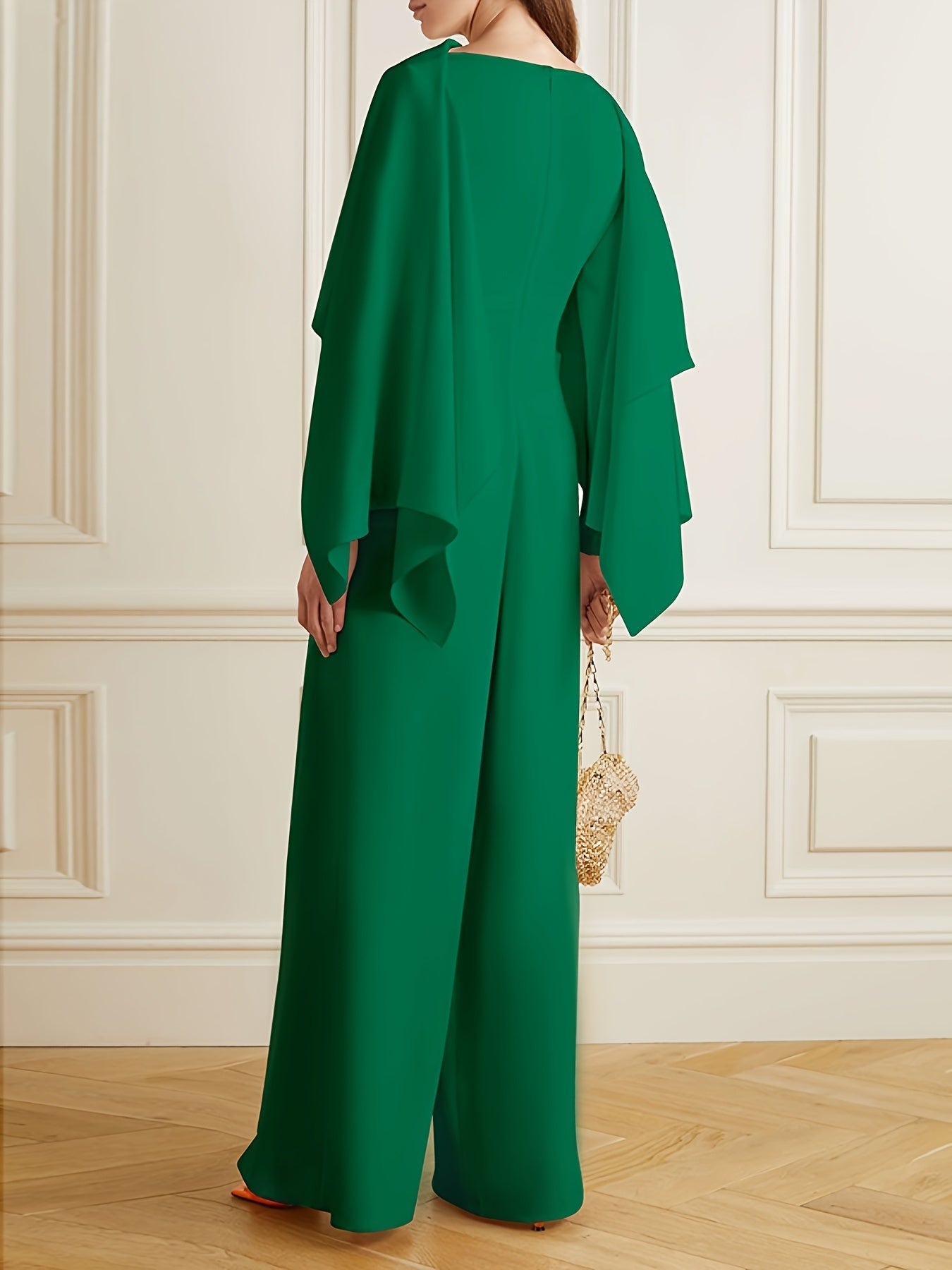 Women'S Fashion Solid Color Zipper Elegant Wide Leg Jumpsuits 2024 New Spring Autumn Long Sleeves Casual Jump Suits