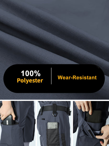 2 Pairs of Men's Tactical Cargo Pants, Outdoor Construction Hiking Multi-pocket Durable Casual Tactical Trousers | Adjustable Waistband | Hiking and Mountaineering Gear (waistband Not Included)