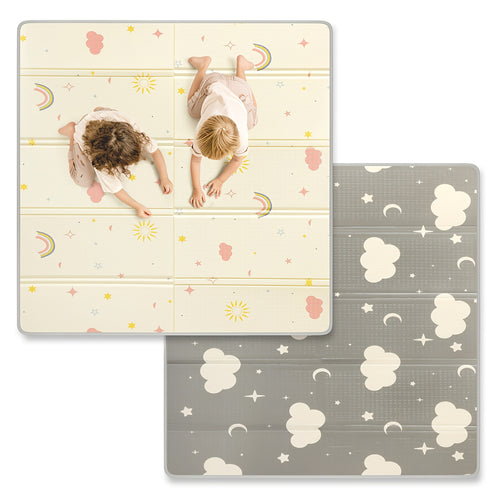 Extra Large Foldable Reversible ABC Baby Play Mat with Waterproof Padded & Non-Toxic Foam Suitable for Infants Toddlers Tummy Time, Waterproof Indoor/Outdoor Floor Mat for, Christmas Gift, Rainbow for Motor Skills Development