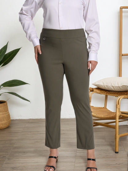 Plus Size - Plus Size - Women Pull on Pant with Silver During Super Stretch Soft Millennium Fabric to Work Ankle Pant