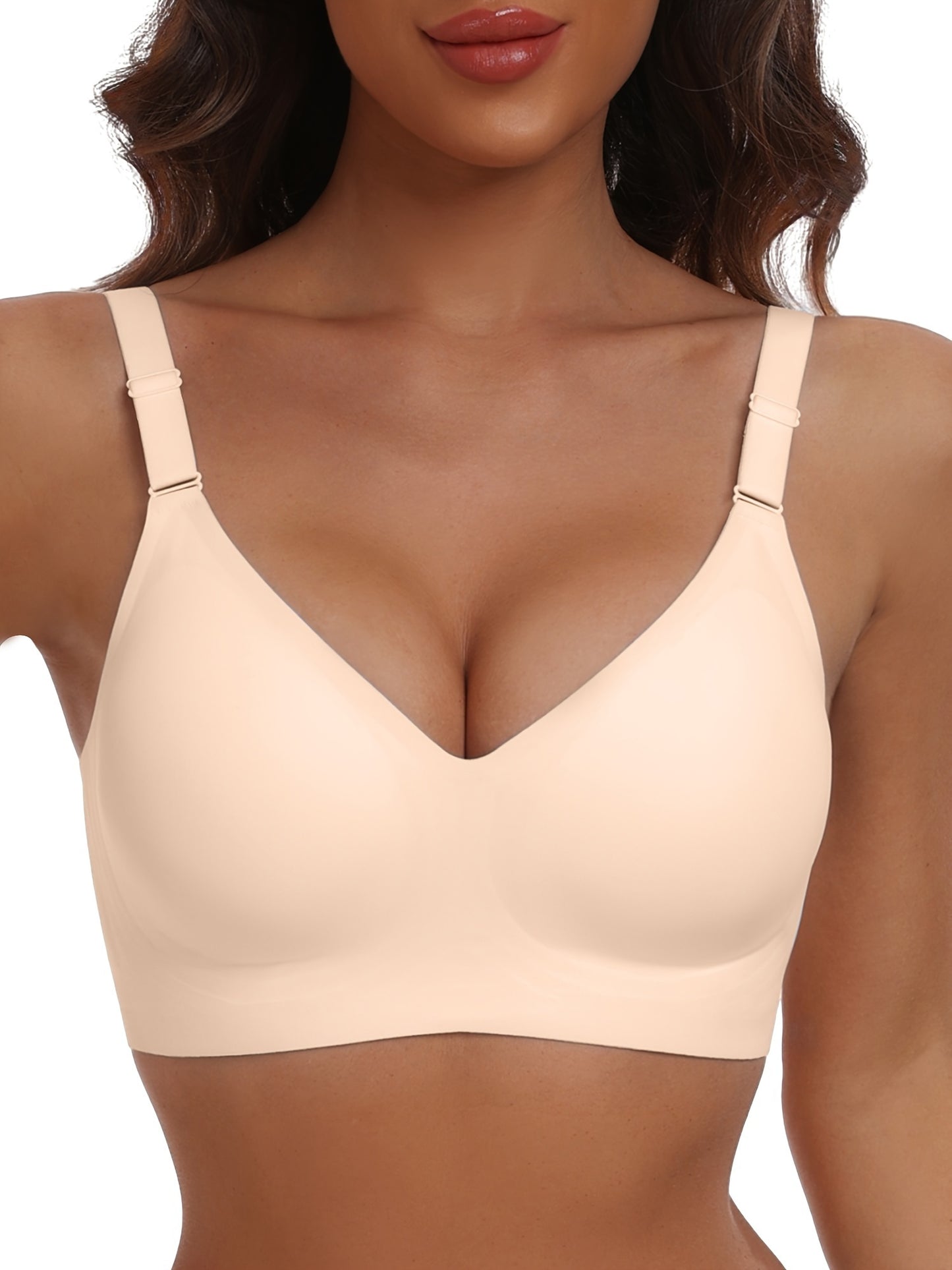 Seamless Wireless Push-Up Bra-V Neck Design, Comfortable, Supportive Intimate Apparel for Women