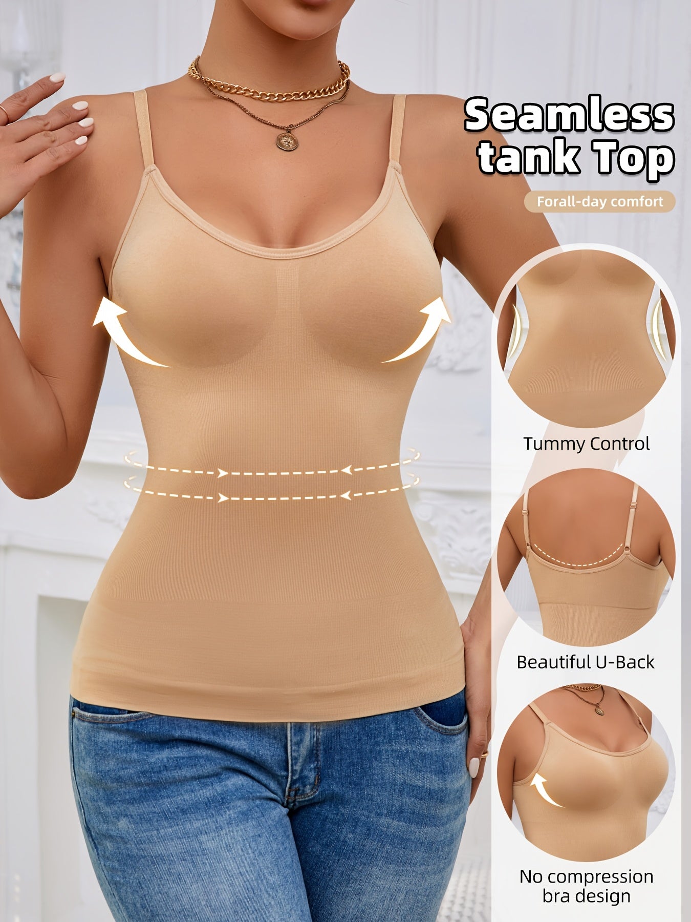 3pcs Women'S Camisole Vest, Comfortable, Breathable, Sleeveless Bottom, Inner Layer, Shaping And Body Shaping Sports Bra