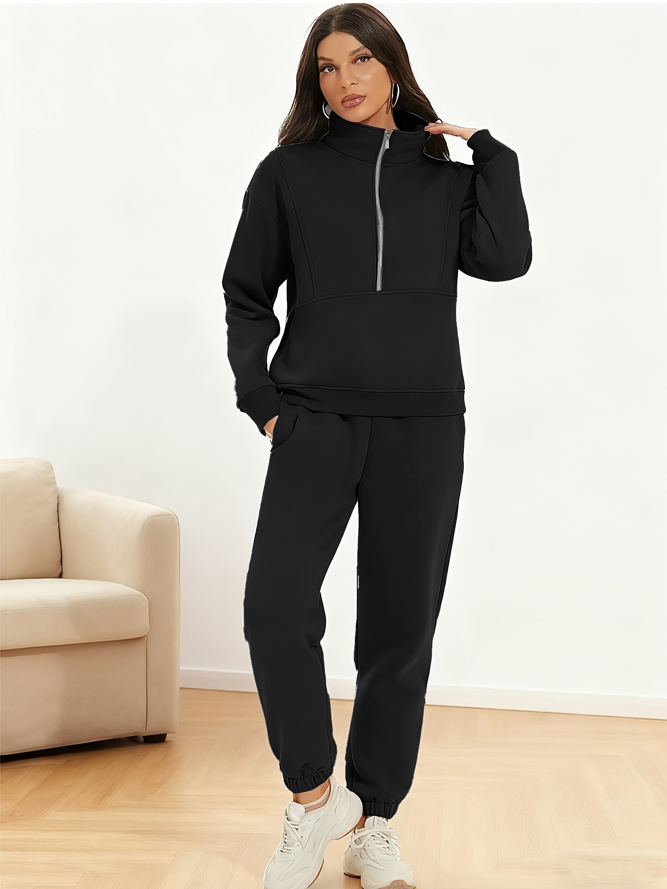 A Set of Autumn And Winter European And American Women'S Two-Piece Suits, Sweatshirts, Trousers, Fleece Sports, Street Fashion And Casual Suits