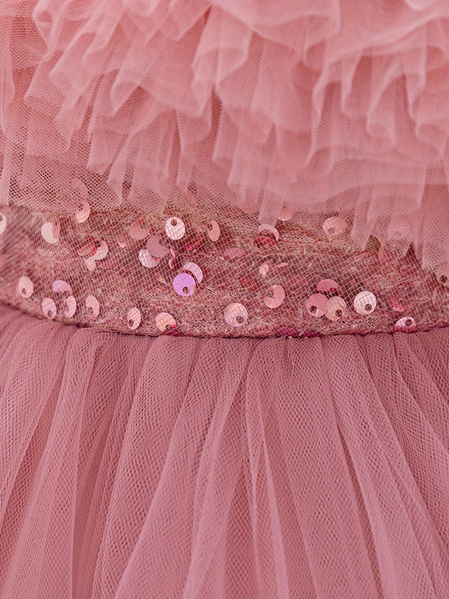 Kids Toddler Baby Girls Tulle Ball Gown Shiny Sequins Round Neck High Low Party Dresses for Birthday Wedding Dress
