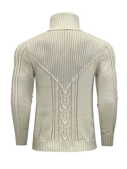 Men's Mature Casual Vintage Twisted Turtleneck Knit Pullover