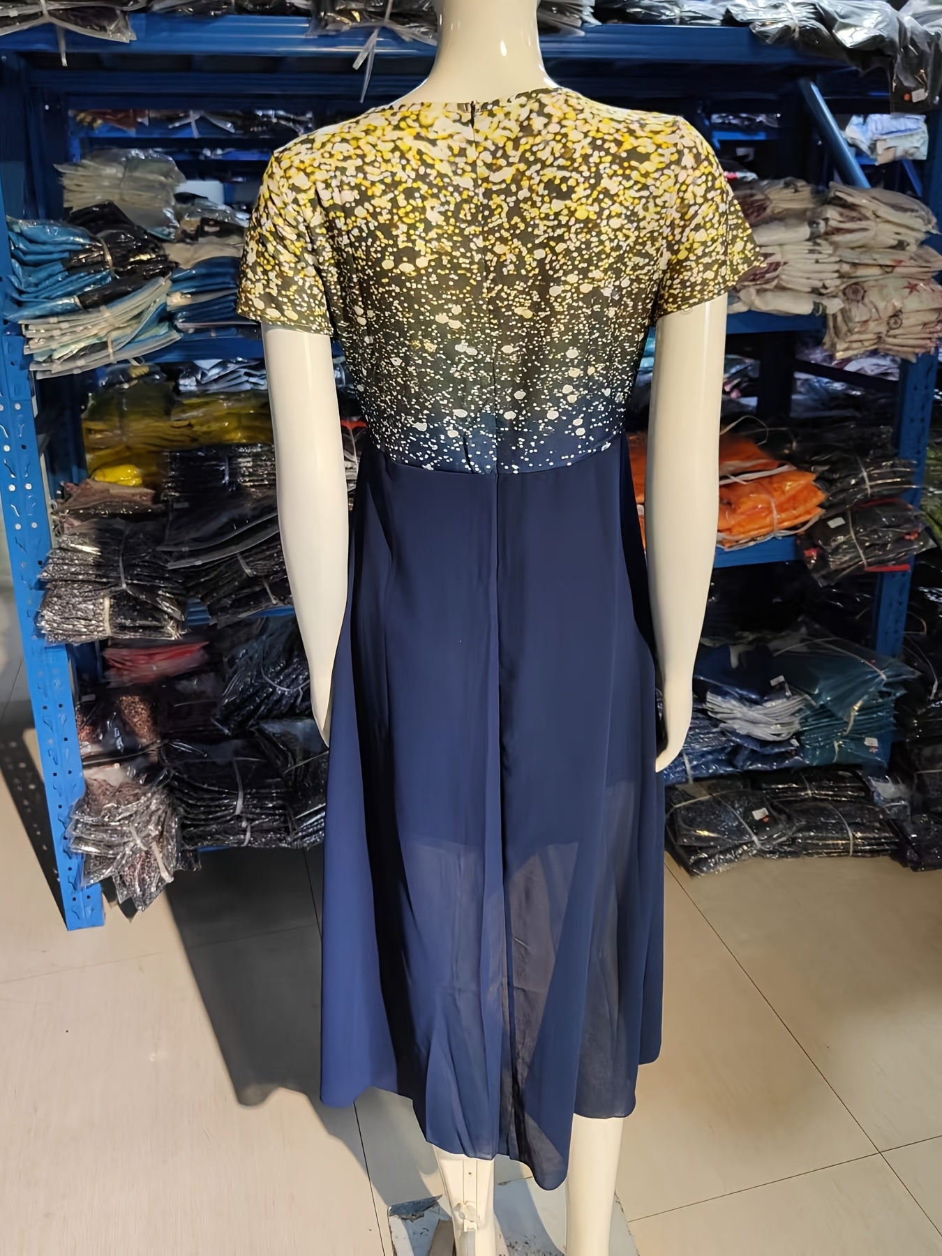 2025 European And American Summer New Women'S Dress Urban Leisure Fashion Chiffon Splicing Women'S Dress