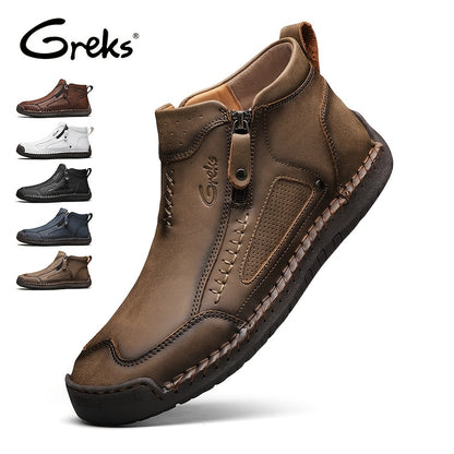 GREKS Men's Chukka Boots Are Handcrafted, Lightweight Ankle Footwear Featuring A Side Zipper for Easy Wear, Ideal for Comfortable Walking, Driving, And Casual Outings