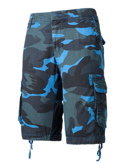 Men's Pure Cotton Washed Camouflage Outer Multi Pocket Workwear Shorts