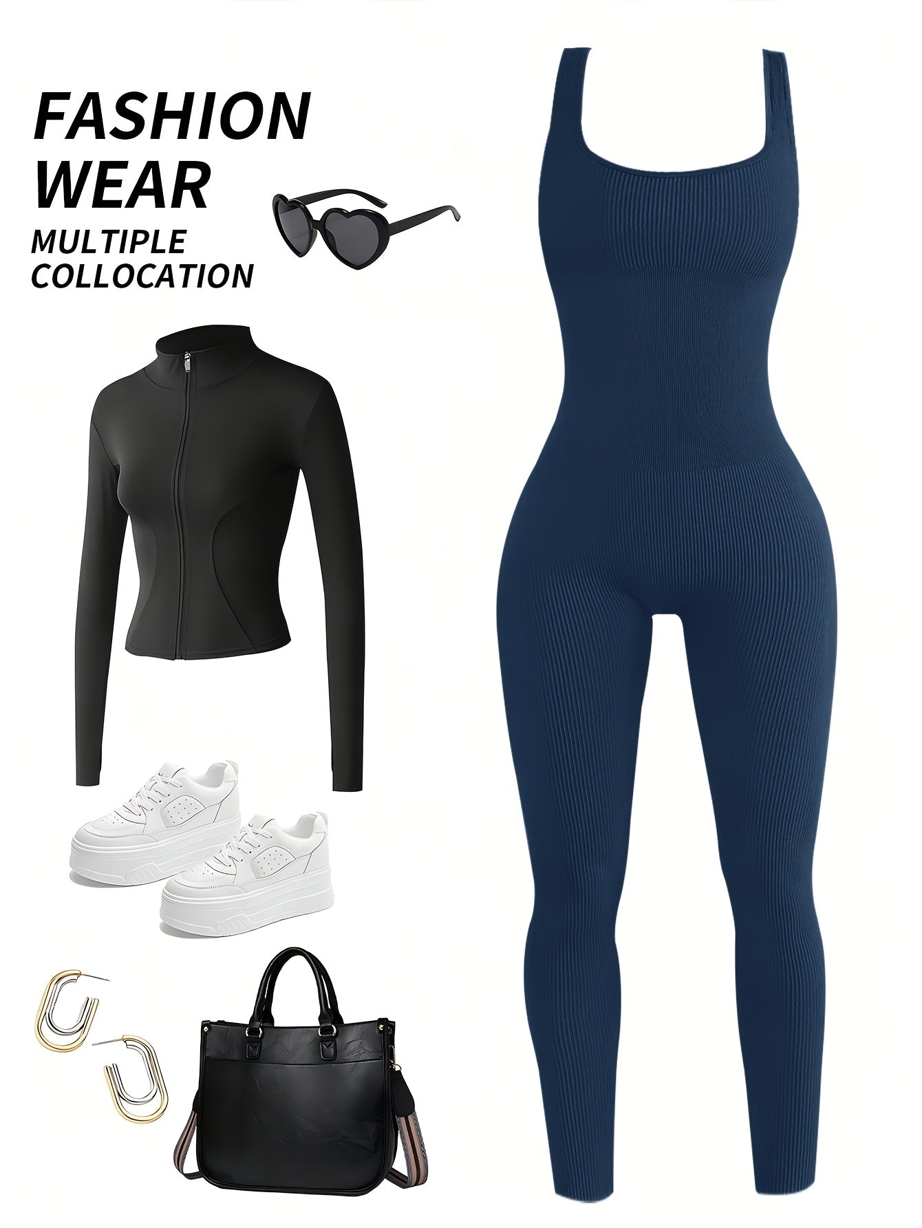 1pc YEFECY Women'S Sleeveless Square Collar Jumpsuit | 90% Nylon and 10% Elastic Fabric, Comfortable Thick, Impervious, Washable, Reusable, Suitable for Any Event, Exercise, Fitness, Pilates, Running, Yoga