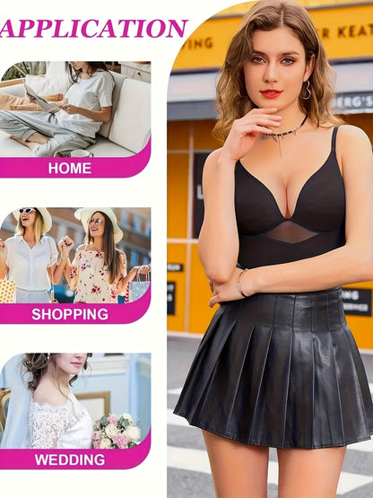 Sexy Deep V-neck Women'S Shapewear, With Cross Cinching And Chest Lifting Straps And Detachable Chest Pads, Can Be Worn All Day Long With Breathable Mesh Deep V-neck Design, With Quick Snap Cinching And Hip Lifting, Full Body Shapewear