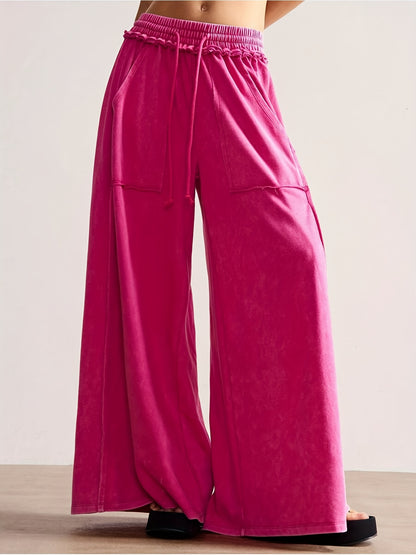 BOHO Ladies' Casual Patchwork Color Loose Wide-Leg Washed Pants